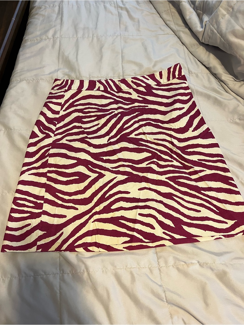 DKNY Pink and Cream Zebra-Print Mini Skirt